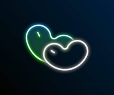 Parlayan neon hattı Beans simgesi siyah arkaplanda izole edildi. Renkli taslak konsepti. Vektör