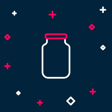Line Glass jar with screw-cap icon isolated on blue background. Colorful outline concept. Vector