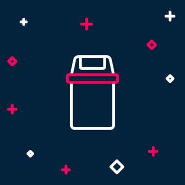 Satır Çöp kutusu simgesi mavi arkaplanda izole edildi. Çöp kutusu tabelası. Sepet simgesini geri dönüştür. Ofis çöpü ikonu. Renkli taslak konsepti. Vektör