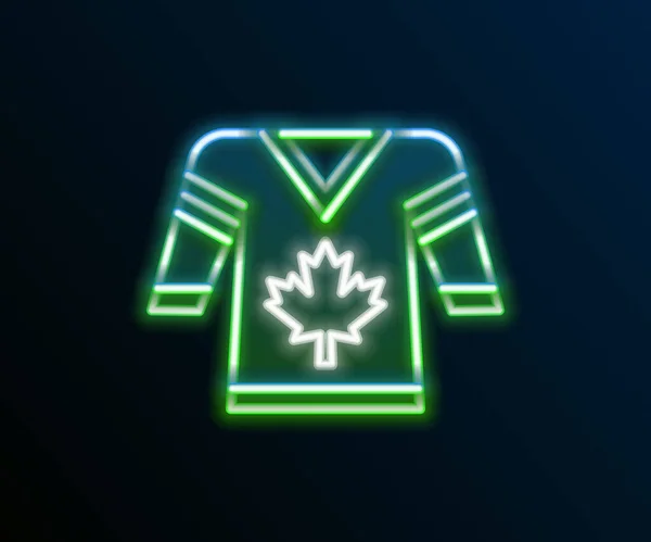 Leuchtende Ikone Aus Neonfarbenem Hockey Trikot Auf Schwarzem Hintergrund Buntes — Stockvektor