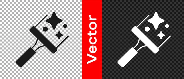 Schwarzer Reinigungsservice Mit Gummireiniger Für Fenster Auf Transparentem Hintergrund Quetsche — Stockvektor