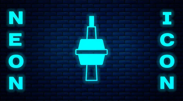 Glowing Neon Tower Toronto Icon Isolated Brick Wall Background Famous — Stockvektor