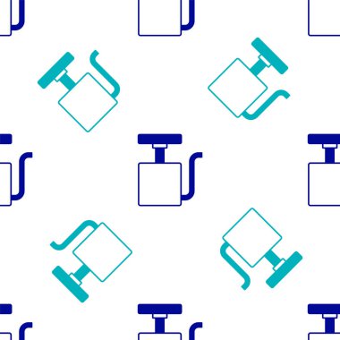 Blue Handle detonator for dynamite icon isolated seamless pattern on white background.  Vector