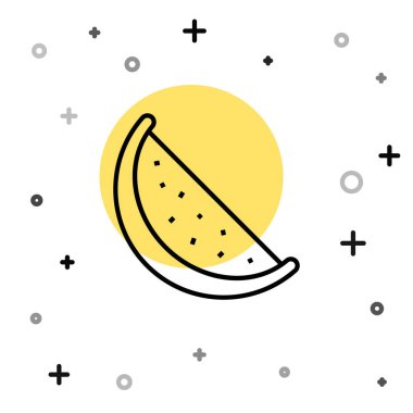 Siyah çizgi karpuz simgesi beyaz arkaplanda izole edildi. Rastgele dinamik şekiller. Vektör.