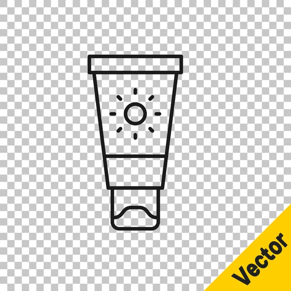 Línea Negra Crema Protector Solar Tubo Icono Aislado Sobre Fondo — Vector de stock