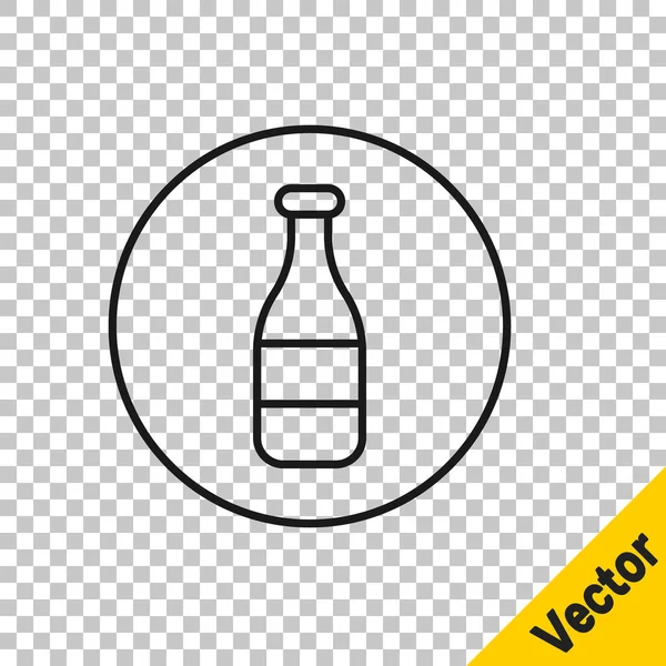 Black Line Bottle Icon Isolated Transparent Background Vector — Vetor de Stock
