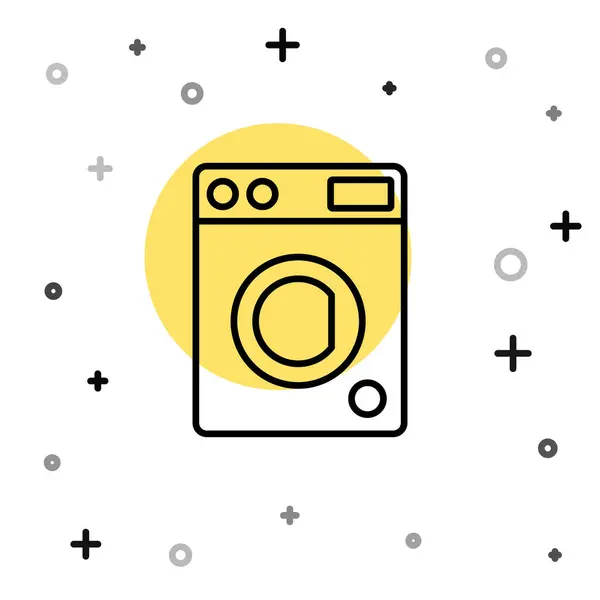 Schwarze Linie Unterlegscheibe Symbol Isoliert Auf Weißem Hintergrund Waschmaschinensymbol Kleiderwaschmaschine — Stockvektor