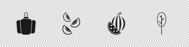 Set Bell pepper, Tomato, Watermelon and Spinach icon. Vector