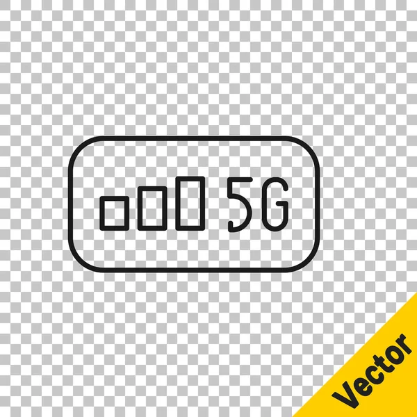 Черная Линия Новый Беспроводной Интернет Подключение Значок Изолирован Прозрачном Фоне — стоковый вектор