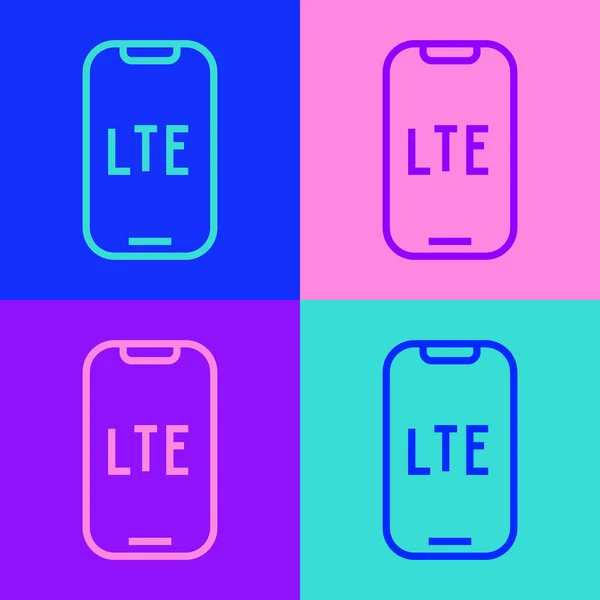 Pop Art Line Lte Network Icon Isolated Color Background Vector — Vetor de Stock