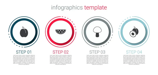 Set Plum Fruit Watermelon Mushroom Business Infographic Template Vector — Stock Vector