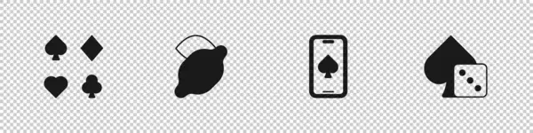 Set Deck Playing Cards Casino Slot Machine Lemon Online Poker — Διανυσματικό Αρχείο