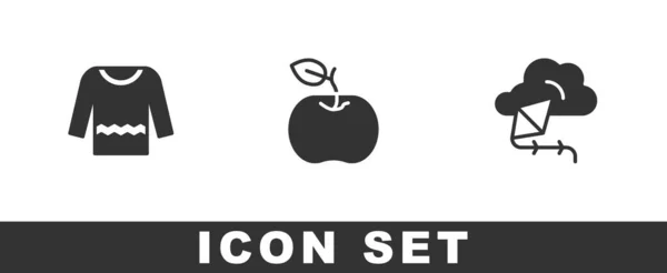Set Sweater Apple Kite Icon Vector — Stock Vector