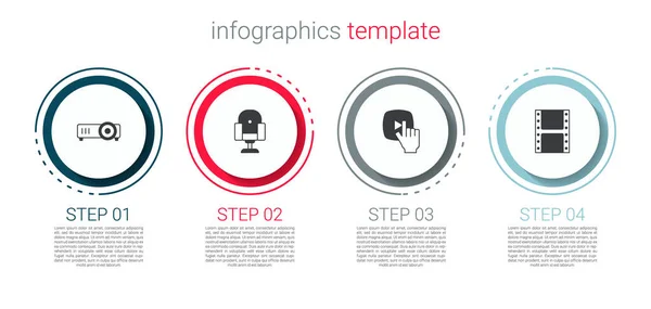 集电影 媒体投影仪 导演电影椅子 在线播放视频和播放 业务信息模板 — 图库矢量图片