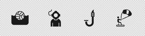 ウォーターポロ アクアラン シュノーケリング カイトサーフィンのアイコンを設定します ベクトル — ストックベクタ