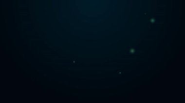 Parlayan neon hattı Rv Kamp karavanı simgesi siyah arkaplanda izole edildi. Gezici ev, karavan, yolculuk için ev karavanı. 4K Video hareketli grafik canlandırması