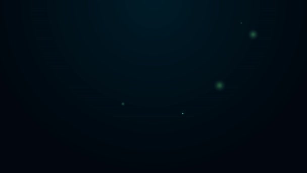 Gloeiende neon lijn Karabijnhaak pictogram geïsoleerd op zwarte achtergrond. Extreme sport. Sportuitrusting. 4K Video motion grafische animatie — Stockvideo