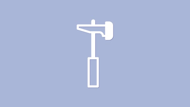 Witte Hamer pictogram geïsoleerd op paarse achtergrond. Gereedschap voor reparatie. 4K Video motion grafische animatie — Stockvideo