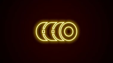 Glowing neon line Blanket roll icon isolated on black background. Camping roll mat. 4K Video motion graphic animation