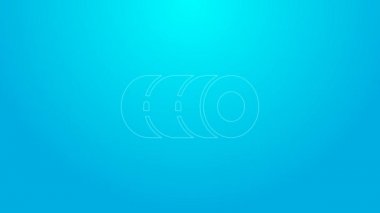 Pink line Blanket roll icon isolated on blue background. Camping roll mat. 4K Video motion graphic animation