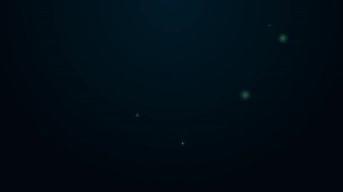 Parlayan neon çizgisi Dürbün simgesi siyah arkaplanda izole edildi. Yazılım işareti bul. Casus ekipman sembolü. 4K Video hareketli grafik canlandırması