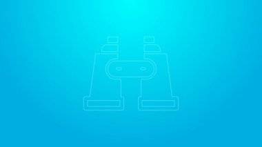 Mavi arkaplanda pembe çizgi dürbün simgesi izole edildi. Yazılım işareti bul. Casus ekipman sembolü. 4K Video hareketli grafik canlandırması