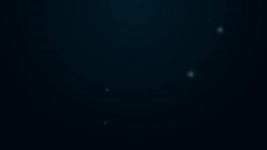 Parlayan neon hattı kamp feneri ikonu siyah arkaplanda izole edildi. 4K Video hareketli grafik canlandırması