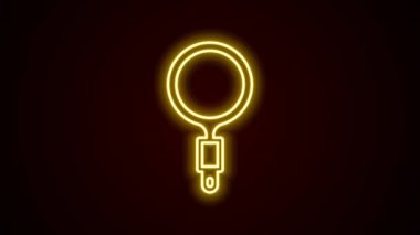 Parlayan neon çizgisi büyüteç simgesi siyah arkaplanda izole edildi. Arama, odaklanma, yakınlaştırma, iş sembolü. 4K Video hareketli grafik canlandırması