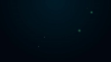 Parlayan neon hattı, siyah arka planda izole edilmiş ev yapımı meyveli turta ikonu. 4K Video hareketli grafik canlandırması