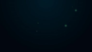 Parlayan neon hattı siyah arka planda izole edilmiş tencere pişirme ikonu. Haşlama ya da güveç besin sembolü. 4K Video hareketli grafik canlandırması