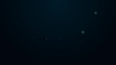 Parlayan neon çizgili bıçak simgesi siyah arkaplanda izole edildi. Çatal bıçak sembolü. 4K Video hareketli grafik canlandırması