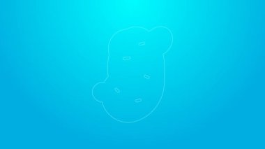 Mavi arka planda izole edilmiş pembe çizgi Patates ikonu. 4K Video hareketli grafik canlandırması