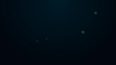 Parlayan neon çizgisi karpuz simgesi siyah arkaplanda izole edildi. 4K Video hareketli grafik canlandırması