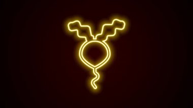 Glowing neon line Radish icon isolated on black background. 4K Video motion graphic animation