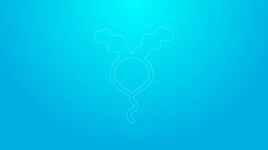 Pink line Radish icon isolated on blue background. 4K Video motion graphic animation