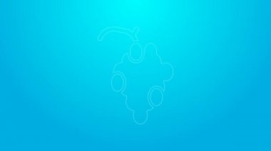 Pembe çizgi üzümlü meyve ikonu mavi arkaplanda izole edilmiş. 4K Video hareketli grafik canlandırması