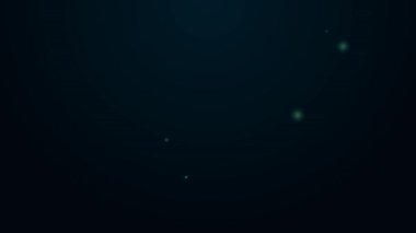 Parlayan neon hattı Pear simgesi siyah arkaplanda izole edildi. Yaprak sembollü meyve. 4K Video hareketli grafik canlandırması