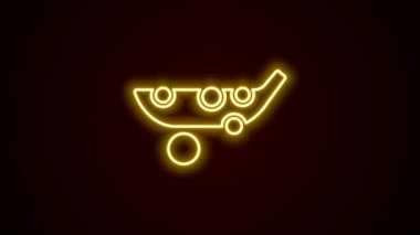 Glowing neon line Peas icon isolated on black background. 4K Video motion graphic animation