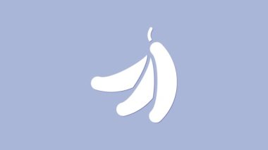 White Banana icon isolated on purple background. 4K Video motion graphic animation