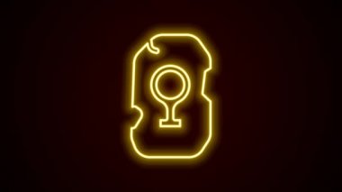 Glowing neon line Magic rune icon isolated on black background. Rune stone. 4K Video motion graphic animation