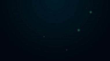Parlayan neon hattı Eskiler 'in Viking çizme simgesi siyah arka planda izole edildi. Eski zamanların geleneksel kıyafetleri ve aksesuarları. 4K Video hareketli grafik canlandırması