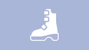White Ancient viking boots icon isolated on purple background. Traditional clothes and accessories of past times. 4K Video motion graphic animation