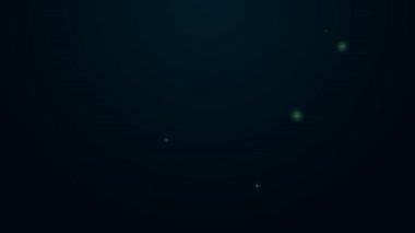 Parlayan neon çizgisi Kararname, kağıt, parşömen, parşömen simgesi siyah arkaplanda izole edilmiş. 4K Video hareketli grafik canlandırması