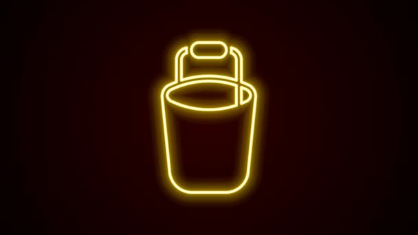 Glödande neon line Bucket ikon isolerad på svart bakgrund. Städtjänstkoncept. 4K Video motion grafisk animation — Stockvideo