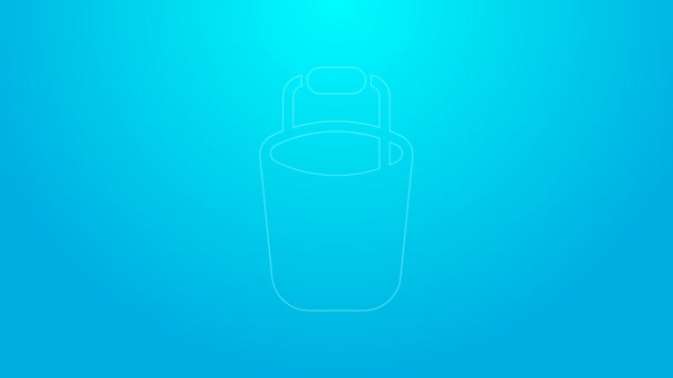 Pink line Bucket icon isolated on blue background. Cleaning service concept. 4K Video motion graphic animation — Stock videók