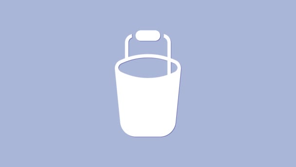 Λευκό εικονίδιο κάδου απομονωμένο σε μωβ φόντο. Η έννοια της υπηρεσίας καθαρισμού. 4K Γραφική κίνηση κίνησης βίντεο — Αρχείο Βίντεο
