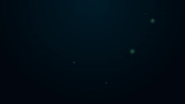 Светящаяся неоновая линия Значок костра изолирован на черном фоне. Горящий костер с дровами. Видеографическая анимация 4K — стоковое видео