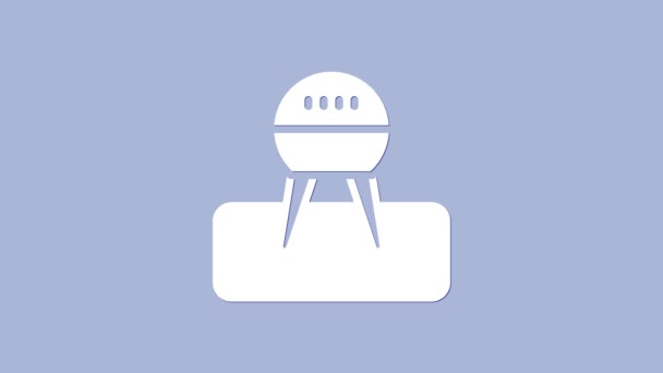 Biały grill ikona grilla izolowane na fioletowym tle. Grillowa impreza. 4K Animacja graficzna ruchu wideo — Wideo stockowe