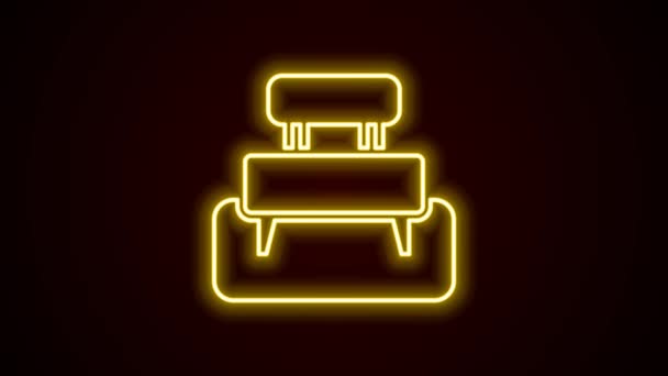 Leuchtendes Neon Line Bench Symbol isoliert auf schwarzem Hintergrund. 4K Video Motion Grafik Animation — Stockvideo