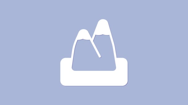 Icône Montagnes blanches isolée sur fond violet. Symbole de victoire ou concept de succès. Animation graphique de mouvement vidéo 4K — Video
